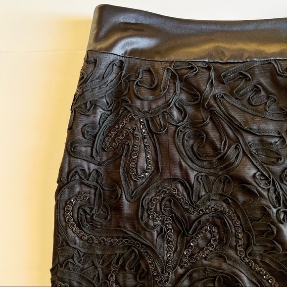 Lafayette 148 New York Skirt Hand Beaded Lace Detailed Pencil in Black Sz 10 - Picture 2 of 8